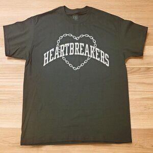 Heartbreakers Club Shirt Men's Size Large Dark Green Chained Heart Graphic NWOT